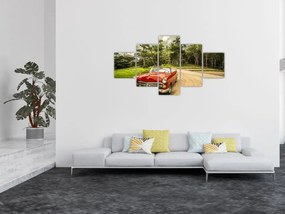 Obraz - zabytkowy samochód w przyrodzie (125x70 cm)