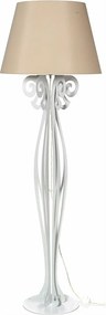 Lampa stojąca Circeo 60x180 cm Biała konstrukcja z żelaza z piaskowym kloszem Nowoczesny design vintage z przełącznikiem nożnym Wyprodukowano we Włoszech