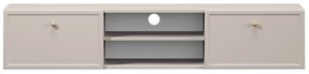 Szafka RTV wisząca Lorini 150 cm z szufladami - kaszmir / złote uchwyty
