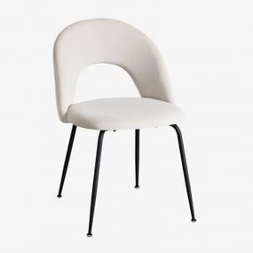 Tapicerowane Krzesło Jadalniane Glorys Czarny & Aksamitny Beige Cream & Terciopelo - Sklum