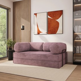 Masseno Sofa piankowa ALVIO z funkcją spania, Kanapa z pianki do salonu, Bezmontażowa, Tkanina sztruksowa – Wrzosowy POSO 130
