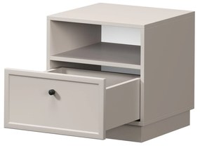 Szafka nocna Lorini z szufladą 45 cm - kaszmir / czarny uchwyt