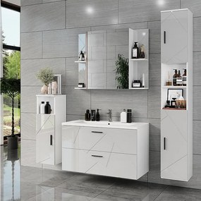 Zestaw mebli łazienkowych biały/biały wysoki połysk 100x44.6x57 irma