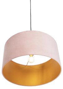 Lampa wisząca klosz welurowy różowo-złoty 50cm - CombiWiejski/ Rustykalny / Vintage Oswietlenie wewnetrzne