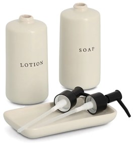Ceramiczne dozowniki do mydła i lotionu BATH STYLE, 3 elementy