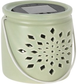 Latarnia solarna Darena zielona, 9,2 x 9 x 11 cm,porcelana