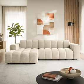 Masseno Narożnik SETIA Lewostronny L-Kształtny, Nowoczesna Sofa narożna, Tkanina Strukturalna - Kremowy, ARAGON 02