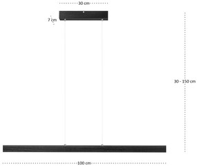 Czarna lampa wisząca LED 100 cm z drewna jesionowego L100KB-4K-SCHWARZ