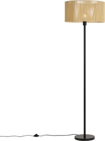 Lampa podłogowa czarna z beżowym abażurem z papierowego sznurka 50/50/25 - Simplo