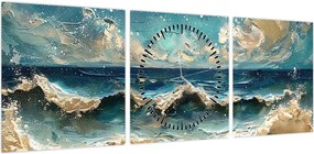 Obraz - Malowanie morza (z zegarem) (90x30 cm)