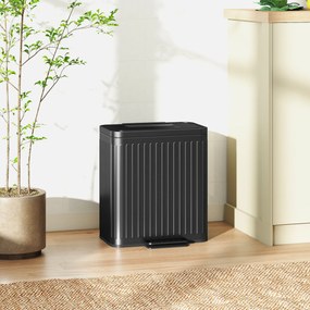 HOMCOM Kosz kuchenny, 2 x 20 L, efektywne sortowanie odpadów, pedałowy, tworzywo sztuczne, metal, czarny | Aosom PL