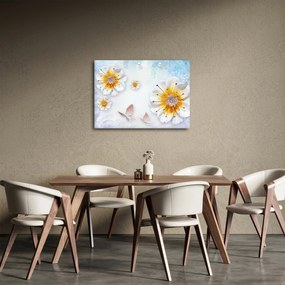 Obraz - Kompozycja z kwiatami i motylami (70x50 cm)