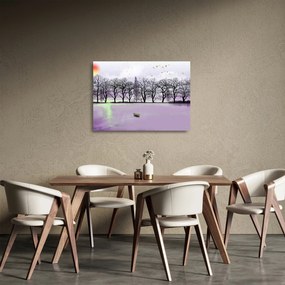 Obraz na szkle - Łodka na jeziorze (70x50 cm)