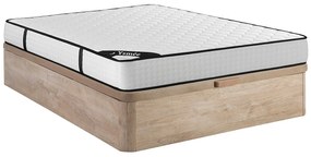 Zestaw 140 x 190 cm: stelaż skrzyniowy w jasnym naturalnym kolorze + materac z 7-strefowymi sprężynami kieszeniowymi i pianką memory o grubości 22 cm – LUREAN od YSMÉE