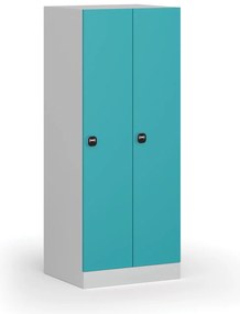 Szafka ubraniowa S1 obniżona, 2-drzwiowa, 1500 x 600 x 500 mm, zamek RFID, drzwi zielone