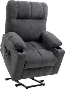 HOMCOM Fotel dla seniora z funkcją podnoszenia i leżenia z pilotem ciemnoszary 144 cm x 91 cm x 88 cm | Aosom PL