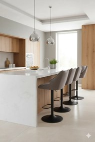 Popielate barowe krzesło z podnóżkiem C8-G06