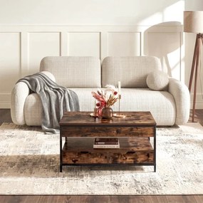 Ławostół Rozkładany LUCA 100 cm Dąb Rustykalny/Czarny Loft - Stół i Ława do Salonu