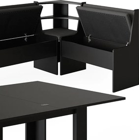 Grupa ławek narożnych czarny 210x120x80 roman