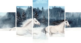 Obraz malowanych koni (125x70 cm)