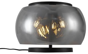 Designerska lampa stołowa czarna z przydymionym szkłem 2-punktowa - BinoDesignerski Oswietlenie wewnetrzne