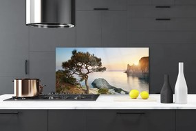 Panel Szklany Pejzaż z Drzewem nad Wodą