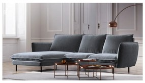 Szara narożna aksamitna sofa lewostronna Cosmopolitan Design Vienna