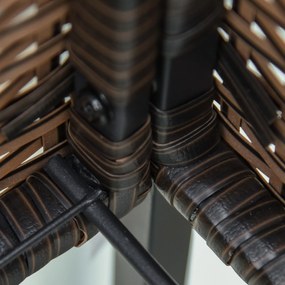 Outsunny Grządka Podwyższona Technorattan Skrzynka na Kwiaty z Półką Stabilne Nogi Brązowa 70x30x72cm | Aosom PL