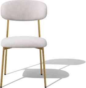 Krzesło tapicerowane Narelli kremowe złote nogi welur design retro