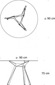 Okrągły stół Troy 90 cm ze szklanym blatem
