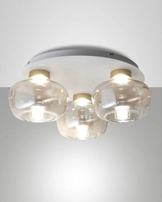 Lampa sufitowa LED Kino Ø51cm 36W 3900lm 3000K Ściemnialna, Metalowa rama i szkło borokrzemianowe w kolorze koniaku, Klasa 1, IP20 - Kino