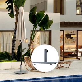 Outsunny Podstawa Parasola z Metalu 18,5 kg na Kółkach, Kwadratowy Uchwyt dla Parasoli 32/38/48mm