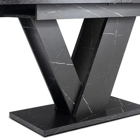 Stół Prostokątny Rozkładany CLARK 120-160 cm Czarny Marmur Glamour