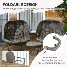 Outsunny Zestaw mebli ogrodowych, 2 fotele wiklinowe z stolikiem, składane, poduszki na siedzisko, rama ze stali, kolor: Piasek