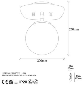Lampa sufitowa w kolorze złota ze szklanym kloszem 20x25 cm Well – Opviq lights
