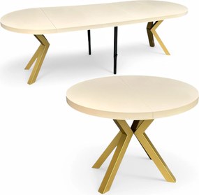 Stół okrągły KASZMIR rozkładany Ø100/300 cm NOGI METAL X ZŁOTE
