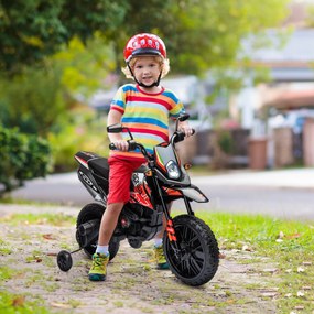 AIYAPLAY Elektryczny motocykl dziecięcy 12 V z 2 silnikami, kółka podporowe, amortyzator, koła 33,5 cm, muzyka, USB | Aosom PL