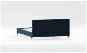 Ciemnoniebieskie tapicerowane łóżko dwuosobowe ze stelażem 180x200 cm Tulsa – Ropez
