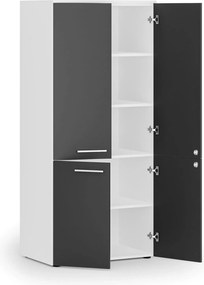 Szafa biurowa pół-drzwi PRIMO WHITE, 800 x 500 x 1781 mm, biały/grafitowy