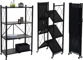 Składana półka MCW-J85,  czarny, 4 poziomy