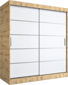 Szafa przesuwna dąb artisan + biały 180 cm E9-G29
