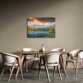 Obraz górskiej rzeki i gór (70x50 cm)