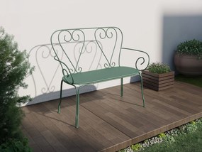 Ławka ogrodowa z metalu w stylu kutego żelaza – kolor zielony migdałowy GUERMANTES