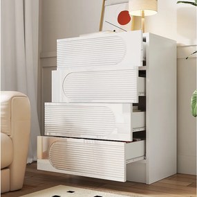 Nowoczesna szafka 4-szufladowa do biura/sypialni i salonu - 60 x 38,5 x 85 cm - MDF + płyta wiórowa - biała