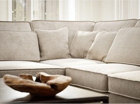 Kremowy narożnik z tkaniny szenilowej (lewostronny/w kształcie litery L) Kirou – Maison de Rêve