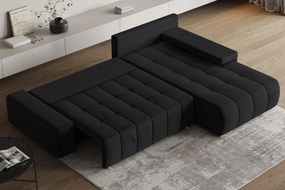 Masseno Narożnik ALESE z funkcją spania i pojemnikiem na pościel Narozniki L, Rozkładana sofa - Czarny, MONOLITH 95