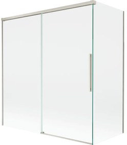 Mexen Rox parawan nawannowy 2-skrzydłowy rozsuwany 150 + 70 x 150 cm, transparent, nikiel szczotkowany - 8C9-150-070-97-00