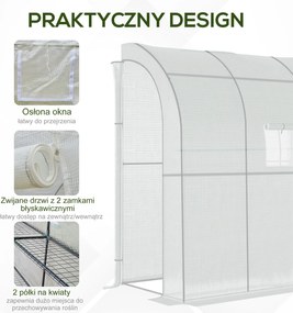 Outsunny szklarnia foliowa, szklarnia z 2 drzwiami, uprawa roślin, ochrona UV, biała