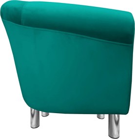 Fotel Milo tkanina Welur wygodny fotel tapicerowany do salonu i sypialni : Kolor nogi - Chrom, Kolor tkaniny - VELVET - MG20, Wysokość nogi - 15 cm