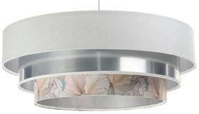 Biało-srebrna lampa wisząca z okrągłym abażurem - S452-Ilia